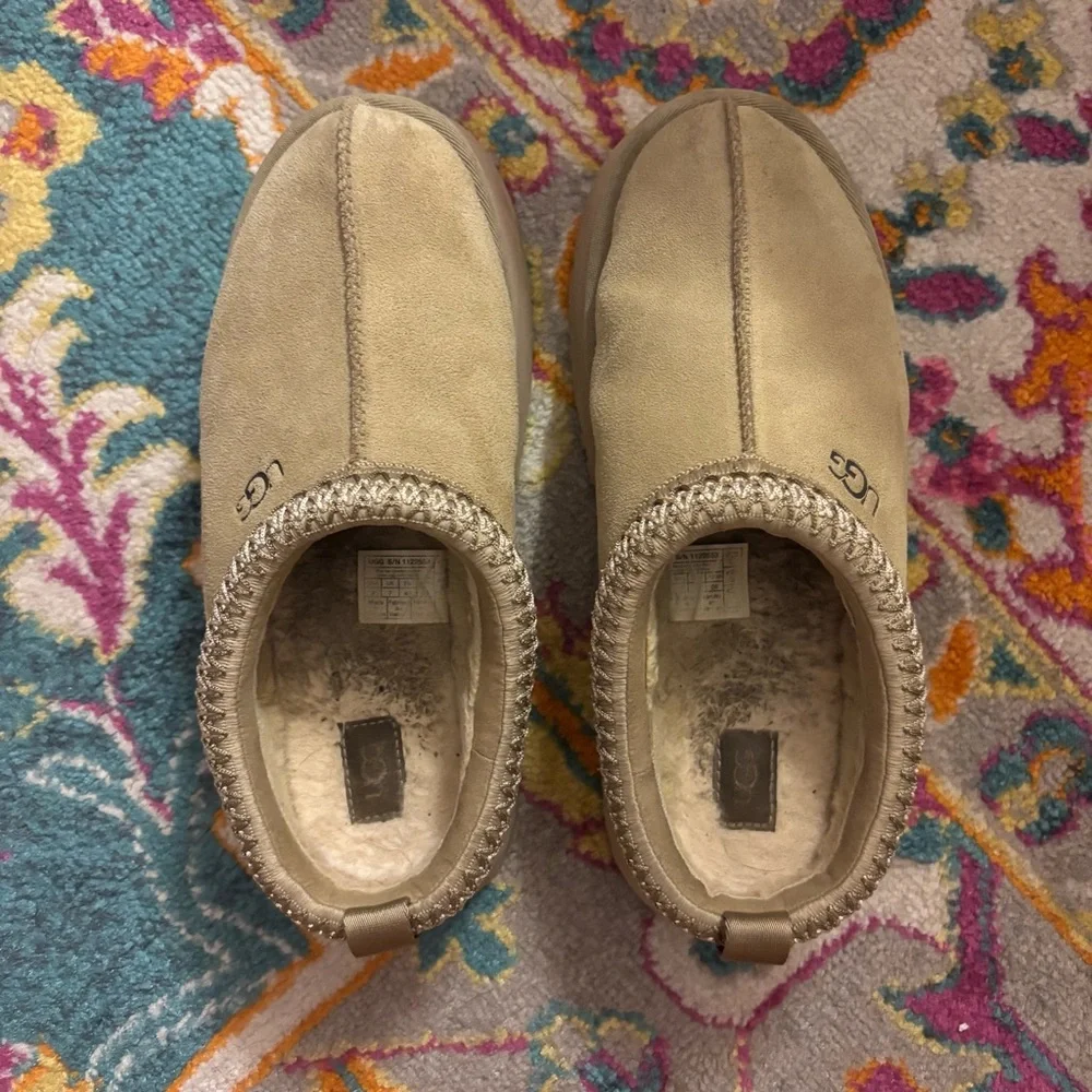 Ugg Tazz Platform Tasman Braid Slippers Clogs Sand Beige Fur Woman’s - Picture 3 of 4